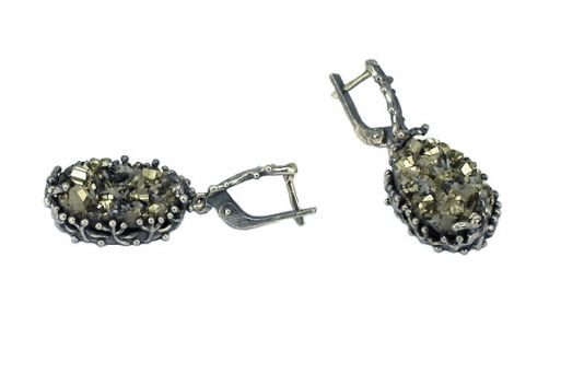 Серьги из серебра 925 пробы с пиритом.