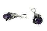 Серьги из серебра с аметистом щётка 12х16 мм 54599