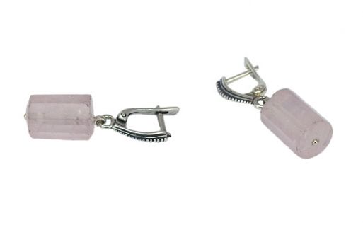 Серьги из серебра 925 пробы с розовым кварцем.