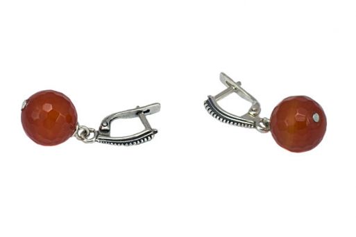 Серьги из серебра 925 пробы с сердоликом.