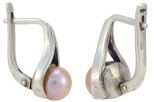 Серьги из серебра с жемчугом розовым шар 8 мм Капля малая 54648