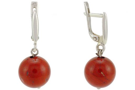 Серьги из серебра 925 пробы с яшмой.