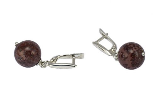 Серьги из серебра 925 пробы с яшмой.