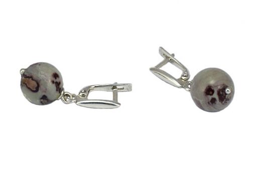 Серьги из серебра 925 пробы с яшмой.