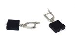 Серьги из серебра с агатом чёрным квадрат 12х12 мм 54662