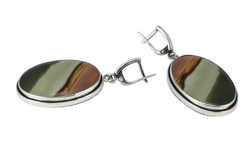 Серьги из серебра 925 пробы с яшмой.