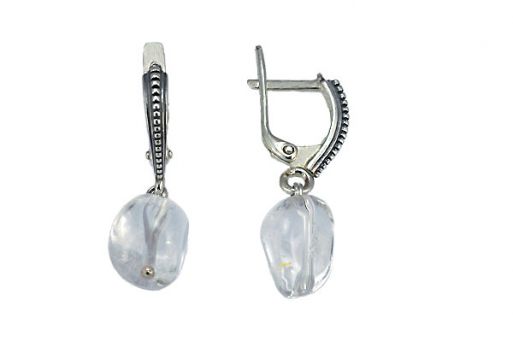 Серьги из серебра 925 пробы с горным хрусталем.