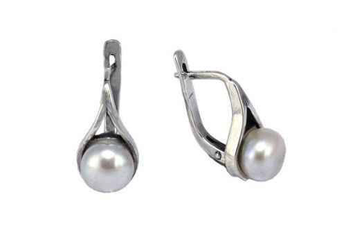 Серьги из серебра 925 пробы с жемчугом.
