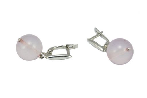 Серьги из серебра 925 пробы с розовым кварцем.