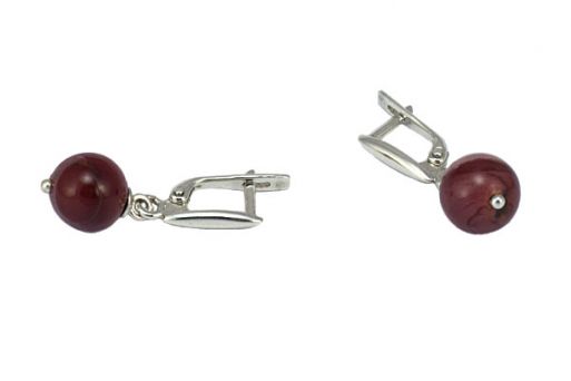 Серьги из серебра 925 пробы с яшмой.