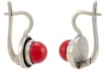 Серьги из серебра с кораллом красным шар 8 мм кнопка 55130