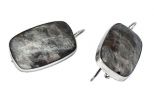 Серьги из серебра с солнечным камнем прямоугольник 20х33 мм 55154