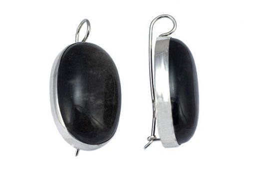 Серьги из серебра 925 пробы с обсидианом.