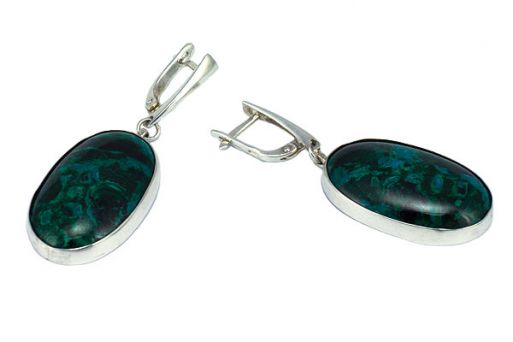 Серьги из серебра 925 пробы с хризоколлой.