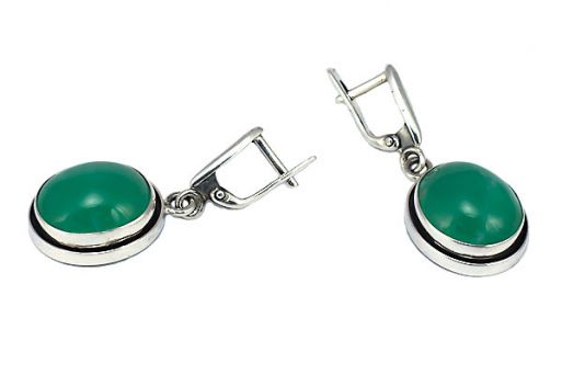 Серьги из серебра 925 пробы с хризопразом.