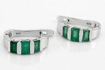 Серьги из серебра с изумрудом 3 прямоугольника 55193