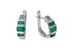 Серьги из серебра с изумрудом 3 прямоугольника 55193