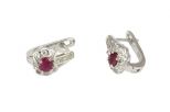 Серьги из серебра с рубином и фианитами овал 4х5 мм 55224