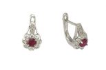Серьги из серебра с рубином и фианитами овал 4х5 мм 55224