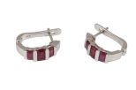 Серьги из серебра с рубином 3 прямоугольника 3х5 мм 55227