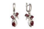 Серьги из серебра с рубином 3 овала 4х6 мм 55247