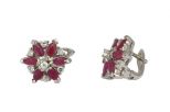 Серьги из серебра с рубином и фианитами 6 маркиз 3х5 мм 55251
