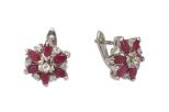 Серьги из серебра с рубином и фианитами 6 маркиз 3х5 мм 55251