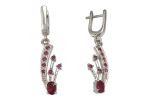 Серьги из серебра с рубином овал 4х6 мм 8 кругов 2 мм 55254
