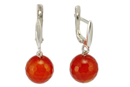 Серьги из серебра 925 пробы сердоликом.