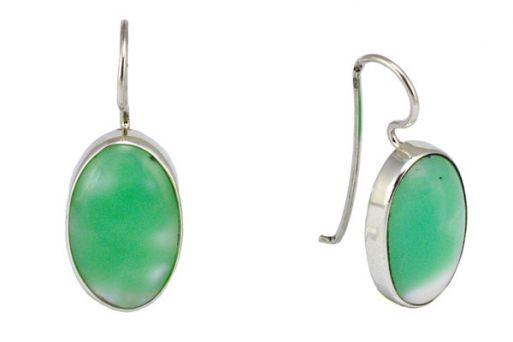 Серьги из серебра 925 пробы с хризопразом. 