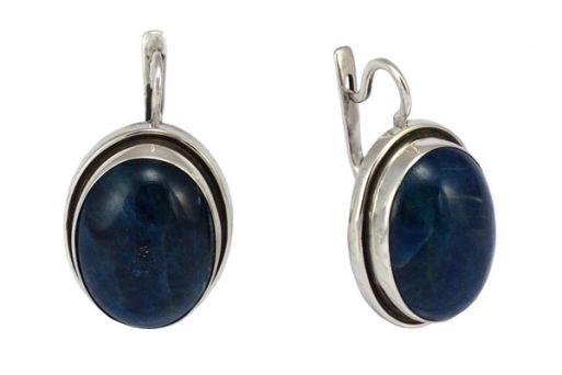 Серьги из серебра 925 пробы с апатитом.