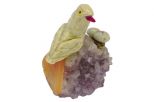 Фигурка сойка из офиокальцита у гнезда. Вес 130 гр.