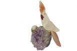 Фигурка попугай с хохолком из розового кварца. Вес 100-130 гр.
