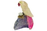 Фигурка попугай из розового кварца с гнездом. Вес 100-130 гр.