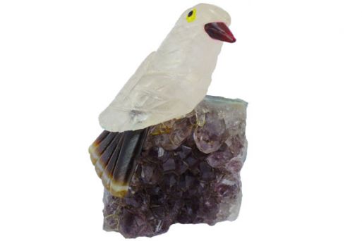 Фигурка сойка микро из розового кварца.