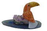 Фигурка тукан из оникса на агате. Вес 30-50 гр.