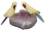 Фигурка 2 Попугая микро из оникса на аметисте. Вес 50-110 гр.