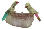 Фигурка 2 сойки микро из оникса на аметисте. Вес 50-110 гр.