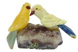 Фигурка 2 сойки микро из оникса на аметисте. Вес 50-110 гр.