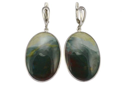Серьги из серебра 925 пробы с яшмой.