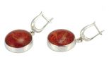 Серьги из серебра с кораллом красным круг 19 мм 56152