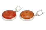 Серьги из серебра с кораллом красным круг 30 мм 56154