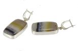 Серьги из серебра с агатом бразильским прямоугольник 20х33 мм 56164