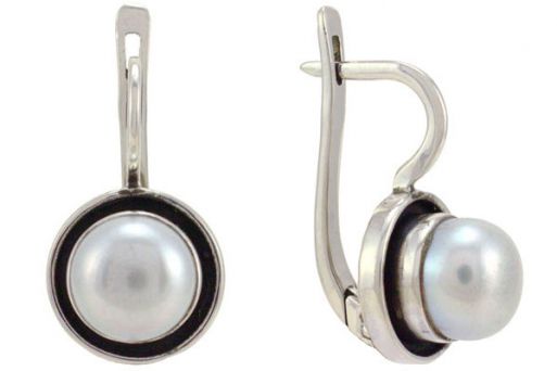 Серьги из серебра 925 пробы с жемчугом.