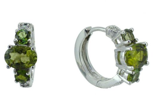 Серьги из серебра 925 пробы с турмалином и фианитом.