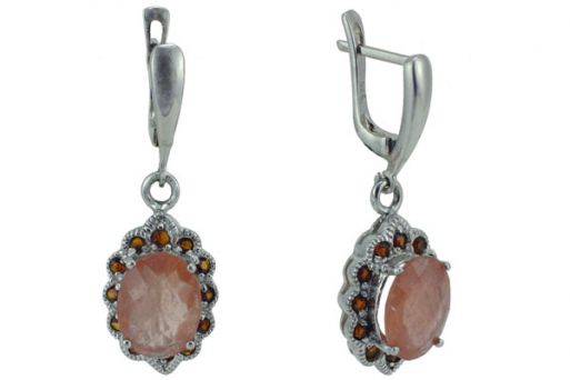 Серьги из серебра 925 пробы с турмалином и гранатом.