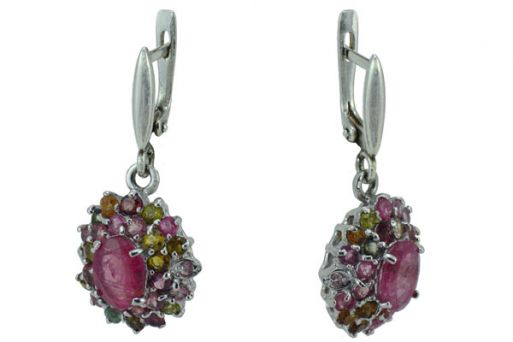 Серьги из серебра 925 пробы с турмалином.