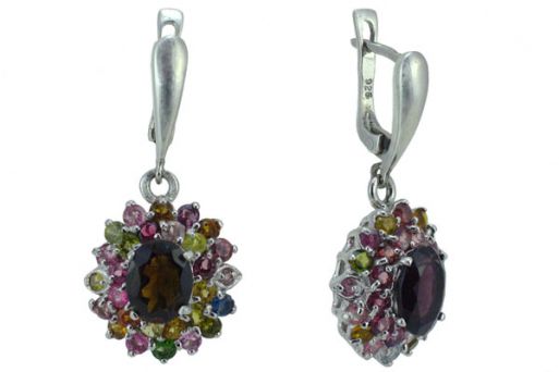 Серьги из серебра 925 пробы с турмалином.