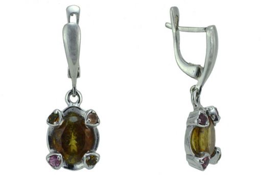 Серьги из серебра 925 пробы с турмалином.