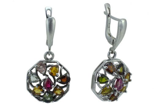 Серьги из серебра 925 пробы с турмалином.